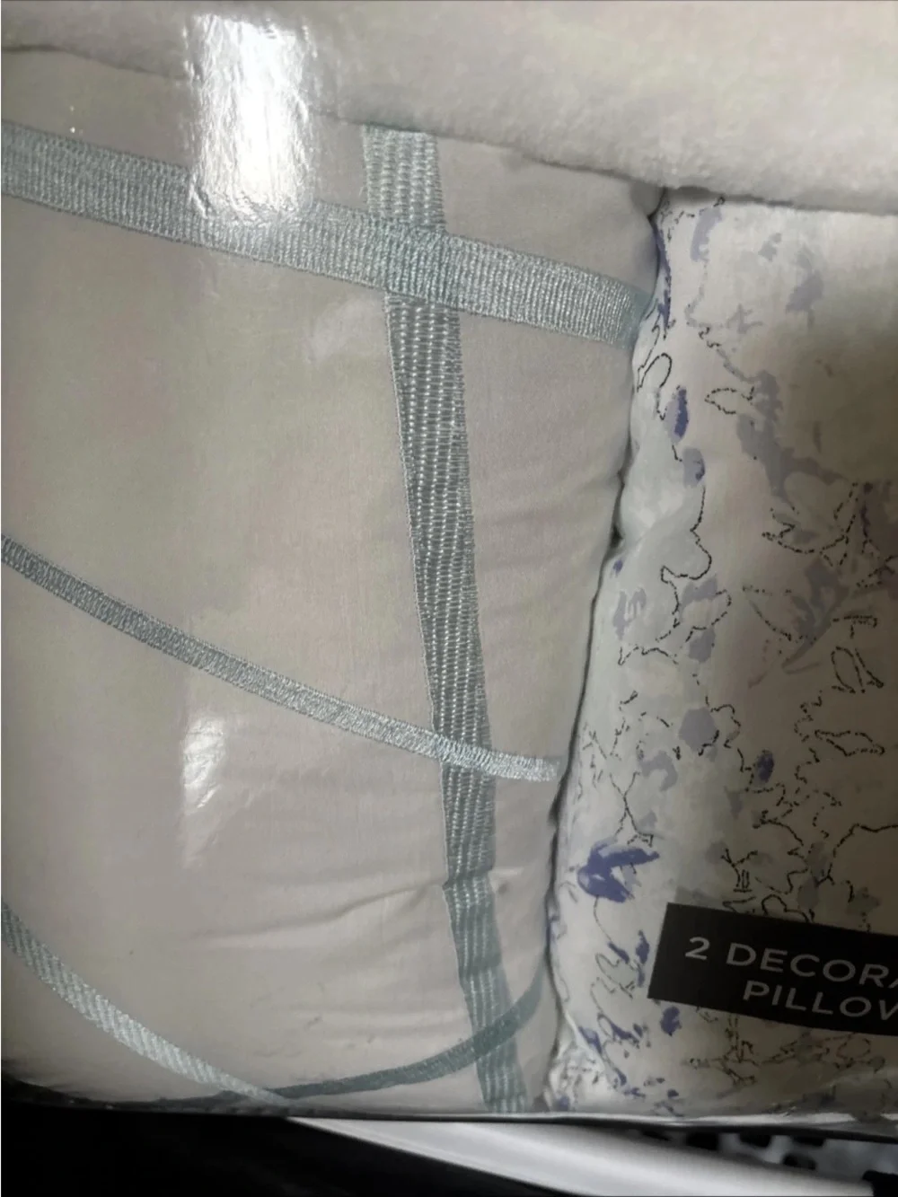 Vince Camuto White Comforter Set with Blue Floral Pattern